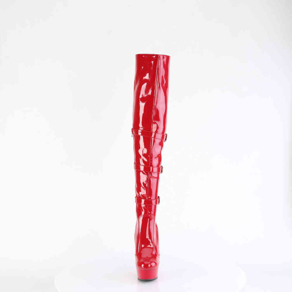 Pleaser - DELIGHT3018 Plateau overknee Laarzen - Rood